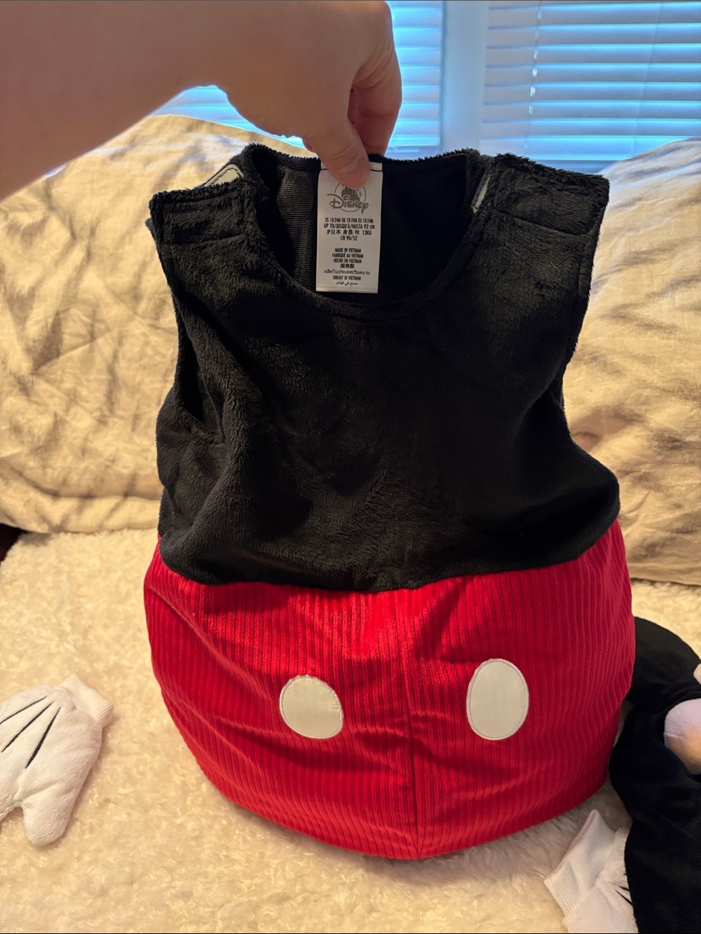 Disney Mickey Mouse Red & Black Baby Costume with Plush Hat and Gloves 18-24M - Picture 5 of 9
